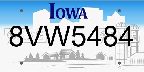 8VW5484 Iowa License Plate
