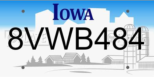 8VWB484 Iowa License Plate