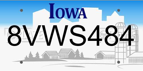 8VWS484 Iowa License Plate