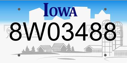 8W03488 Iowa License Plate