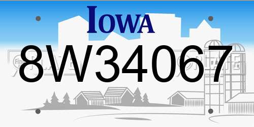 8W34067 Iowa License Plate