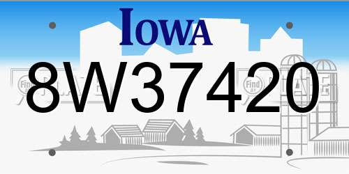 8W37420 Iowa License Plate