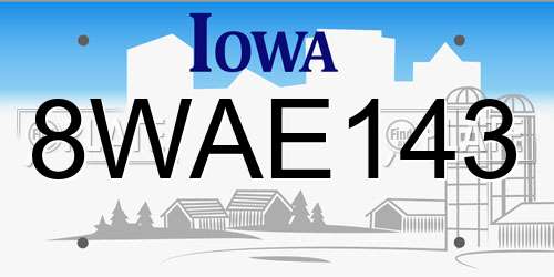 8WAE143 Iowa License Plate