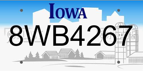 8WB4267 Iowa License Plate