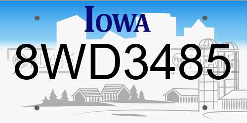8WD3485 Iowa License Plate