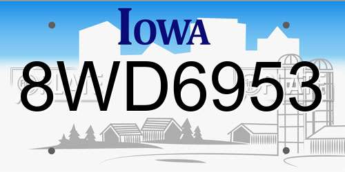 8WD6953 Iowa License Plate