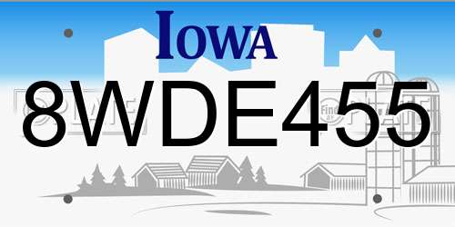 8WDE455 Iowa License Plate