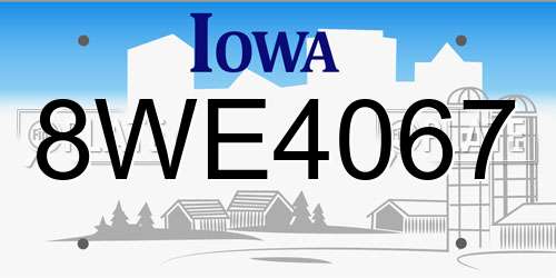 8WE4067 Iowa License Plate