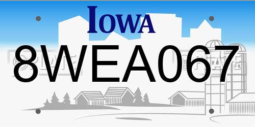 8WEA067 Iowa License Plate