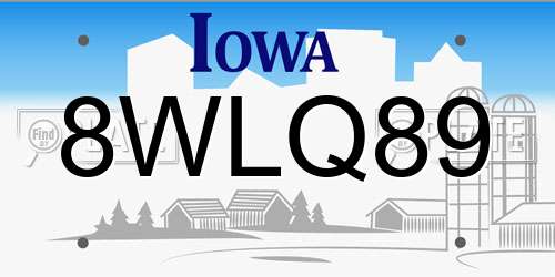 8WLQ89 Iowa License Plate
