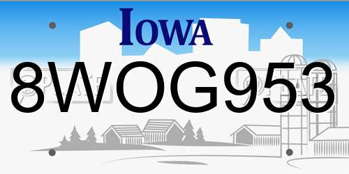 8WOG953 Iowa License Plate