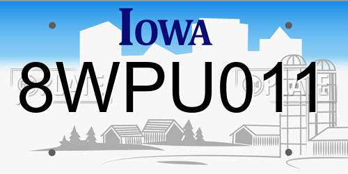 8WPU011 Iowa License Plate