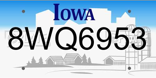 8WQ6953 Iowa License Plate