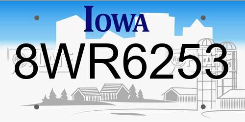 8WR6253 Iowa License Plate