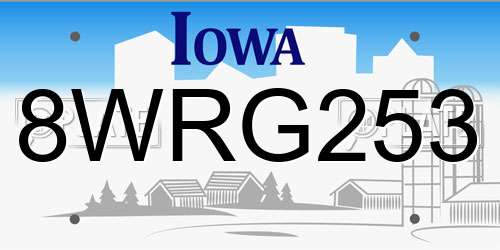 8WRG253 Iowa License Plate
