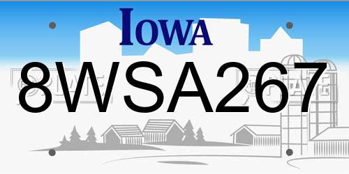 8WSA267 Iowa License Plate