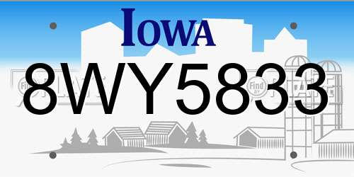 8WY5833 Iowa License Plate