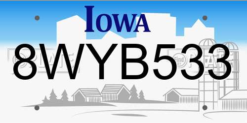 8WYB533 Iowa License Plate