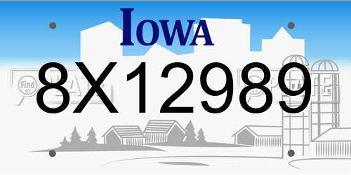 8X12989 Iowa License Plate