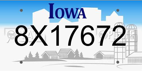 8X17672 Iowa License Plate