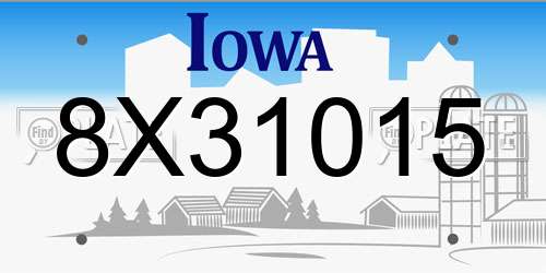 8X31015 Iowa License Plate