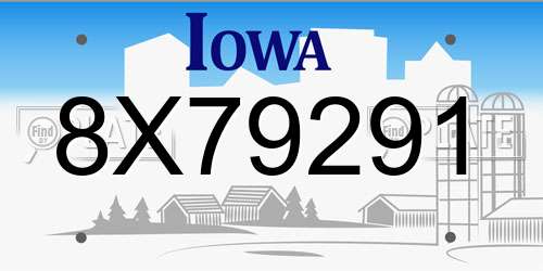 8X79291 Iowa License Plate