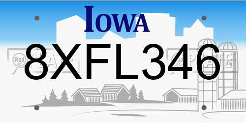 8XFL346 Iowa License Plate
