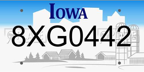 8XG0442 Iowa License Plate
