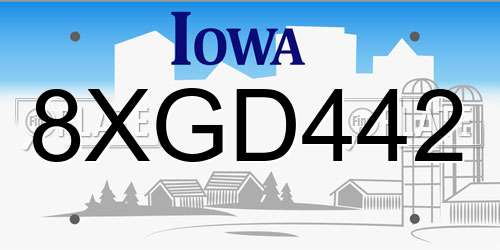 8XGD442 Iowa License Plate