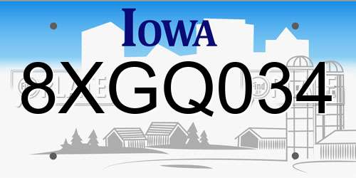 8XGQ034 Iowa License Plate