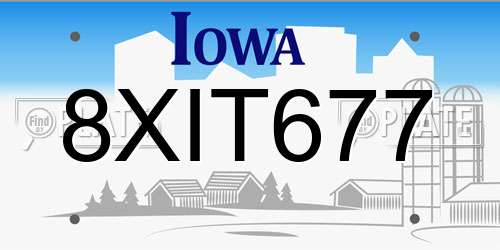 8XIT677 Iowa License Plate