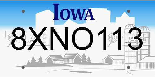 8XNO113 Iowa License Plate