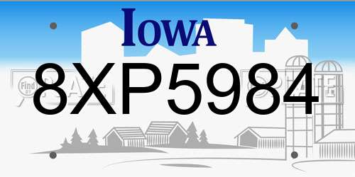 8XP5984 Iowa License Plate