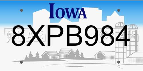 8XPB984 Iowa License Plate