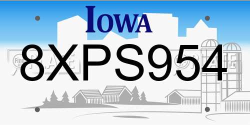 8XPS954 Iowa License Plate