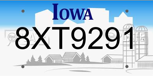 8XT9291 Iowa License Plate