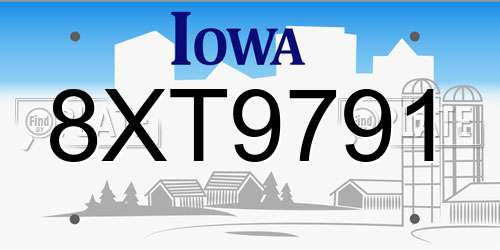 8XT9791 Iowa License Plate