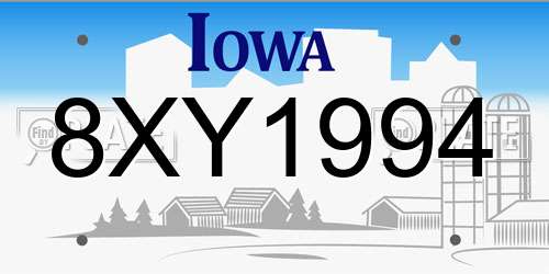 8XY1994 Iowa License Plate