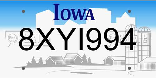 8XYI994 Iowa License Plate