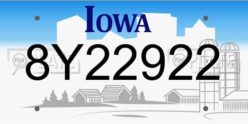 8Y22922 Iowa License Plate