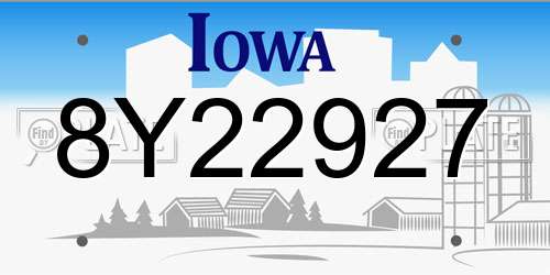 8Y22927 Iowa License Plate