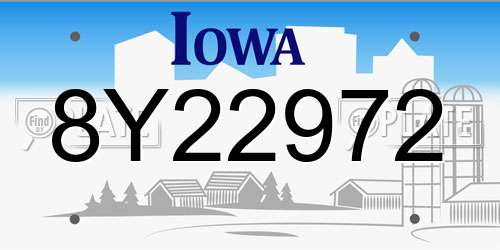 8Y22972 Iowa License Plate