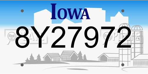 8Y27972 Iowa License Plate