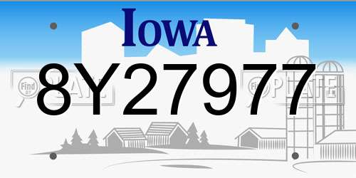 8Y27977 Iowa License Plate