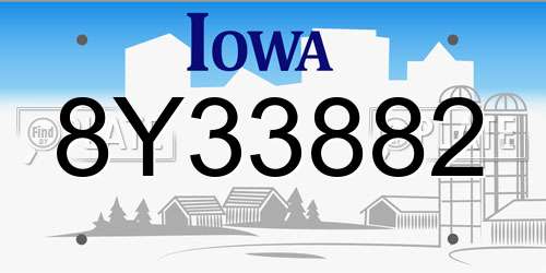8Y33882 Iowa License Plate