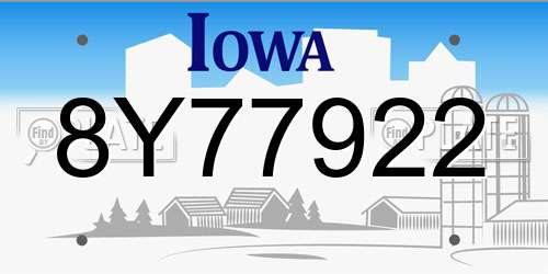 8Y77922 Iowa License Plate