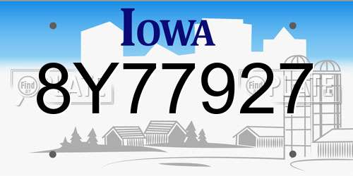 8Y77927 Iowa License Plate