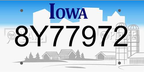 8Y77972 Iowa License Plate