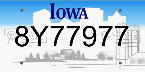 8Y77977 Iowa License Plate