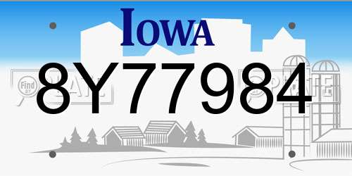 8Y77984 Iowa License Plate